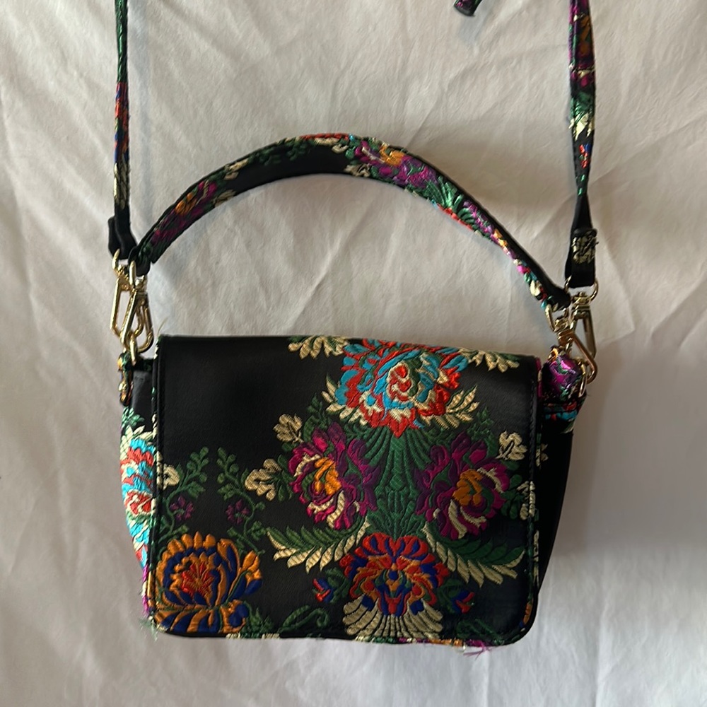 Steve Madden black floral evening bag